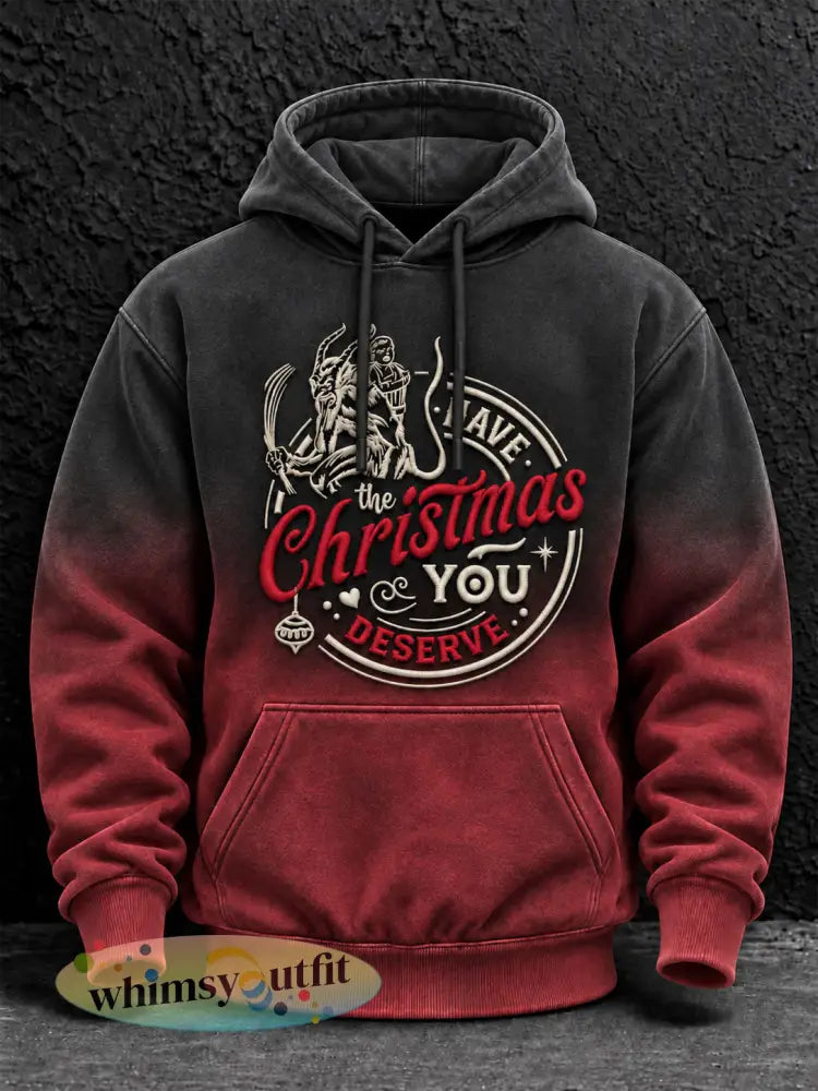 Casual hoodie voor mannen met Sint-Nicolaasthema - Rood / S