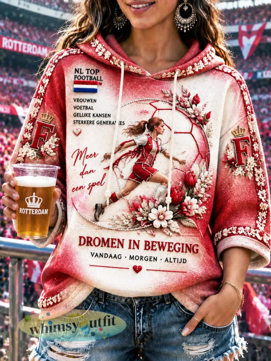 Casual hoodiesweater voor vrouwen van Feyenoord met voetbalprint en kleurverloop - Veelkleurig / S