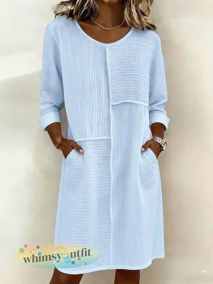 Casual losse damesjurk met modeprint - Hemelsblauw / S