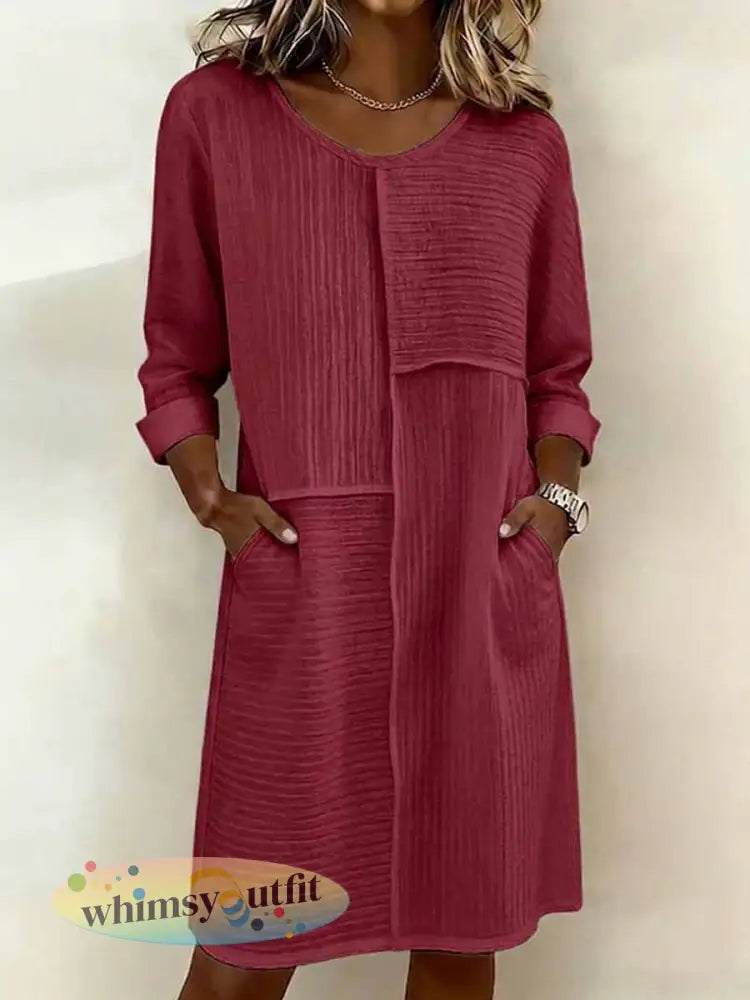 Casual losse damesjurk met modeprint - Rood / S