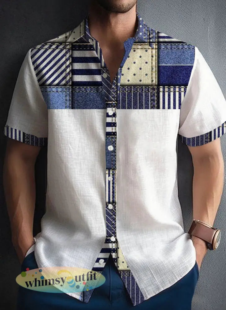 Casual patchworkshirt voor heren - als foto / S