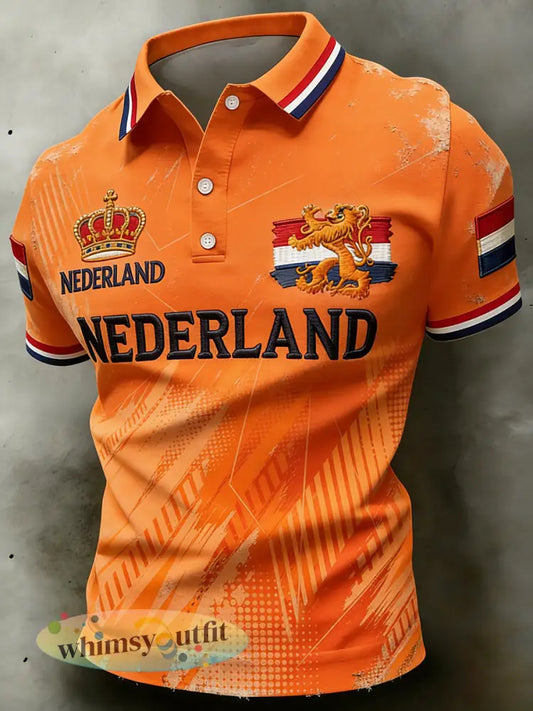 Casual poloshirt met koningsdagprint voor heren - A / S