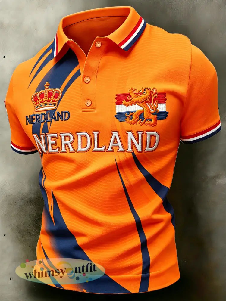 Casual poloshirt voor heren met geborduurd leeuwenmotief en print - A / S