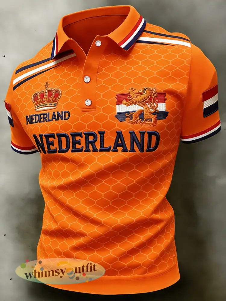 Casual poloshirt voor heren met print in de stijl van Koningsdag - A / S