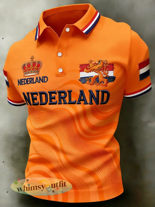 Casual poloshirt voor heren met print in de stijl van Koningsdag - A / S