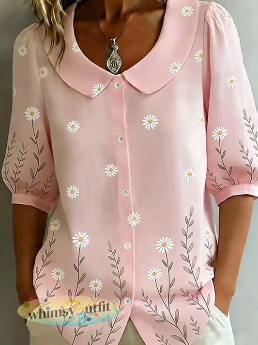 Casual shirt met bloemenprint voor dames - Roze / S