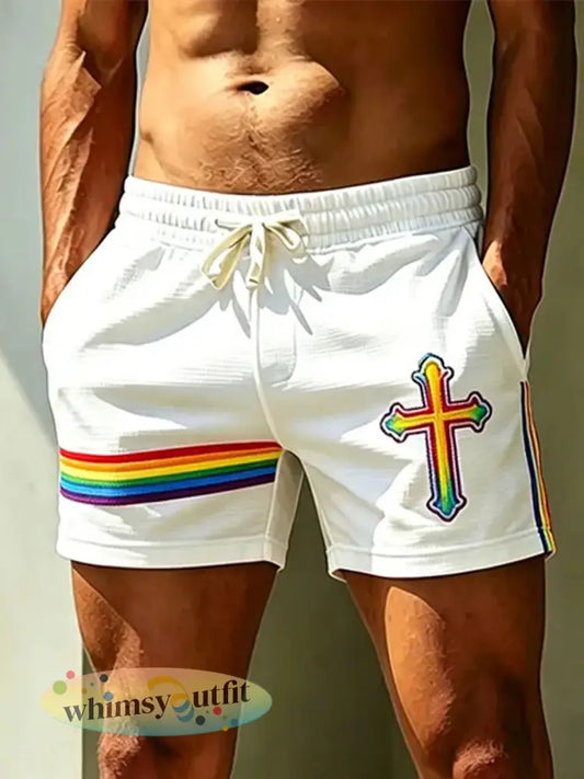 Casual shorts met print voor heren - Wit / S