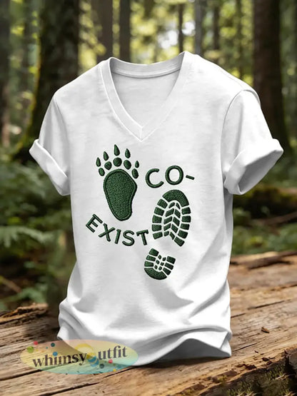 Casual T-shirt met CO-EXIST print voor dames - Wit / S