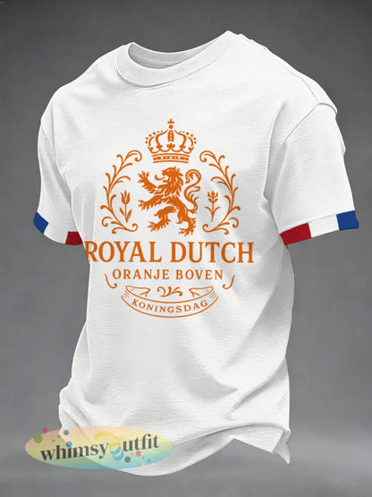 Casual T-shirt met Koningsdag-print voor heren - Wit / S