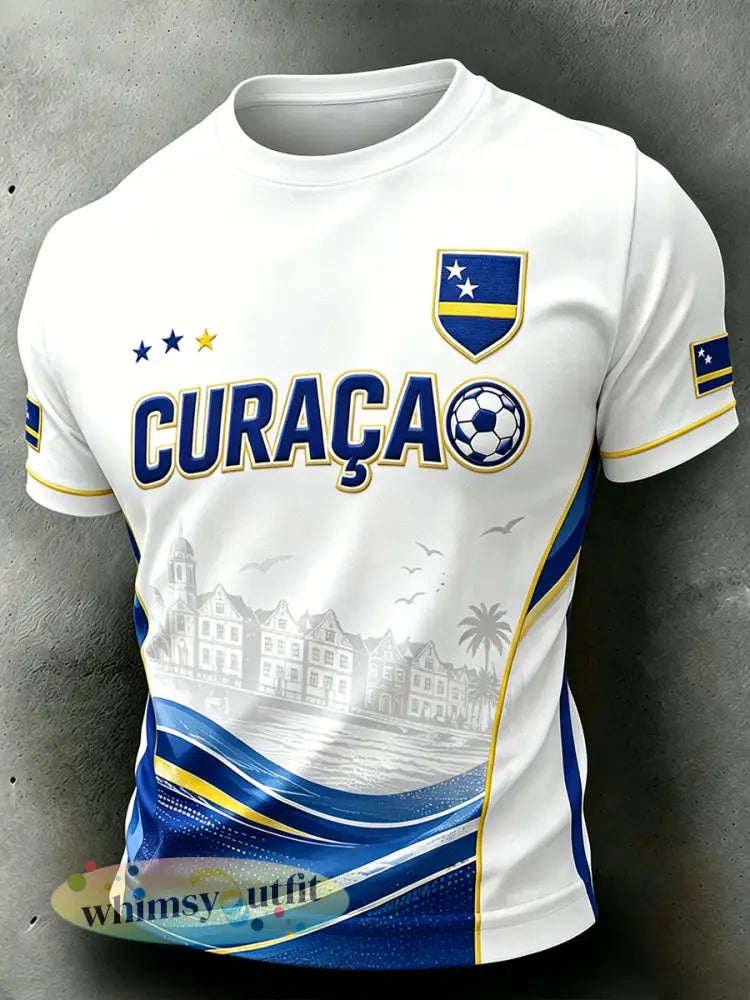 Casual T-shirt met korte mouwen en voetbalprint voor heren - A / S