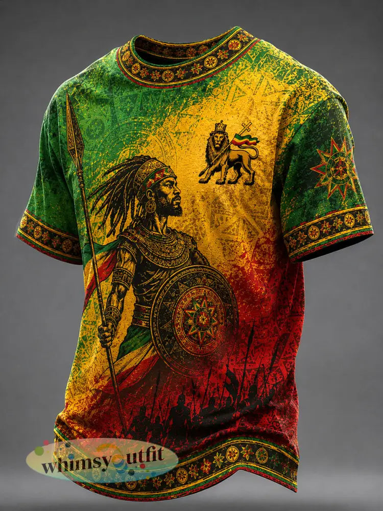Casual t-shirt voor heren met reggaeprint - als foto / S