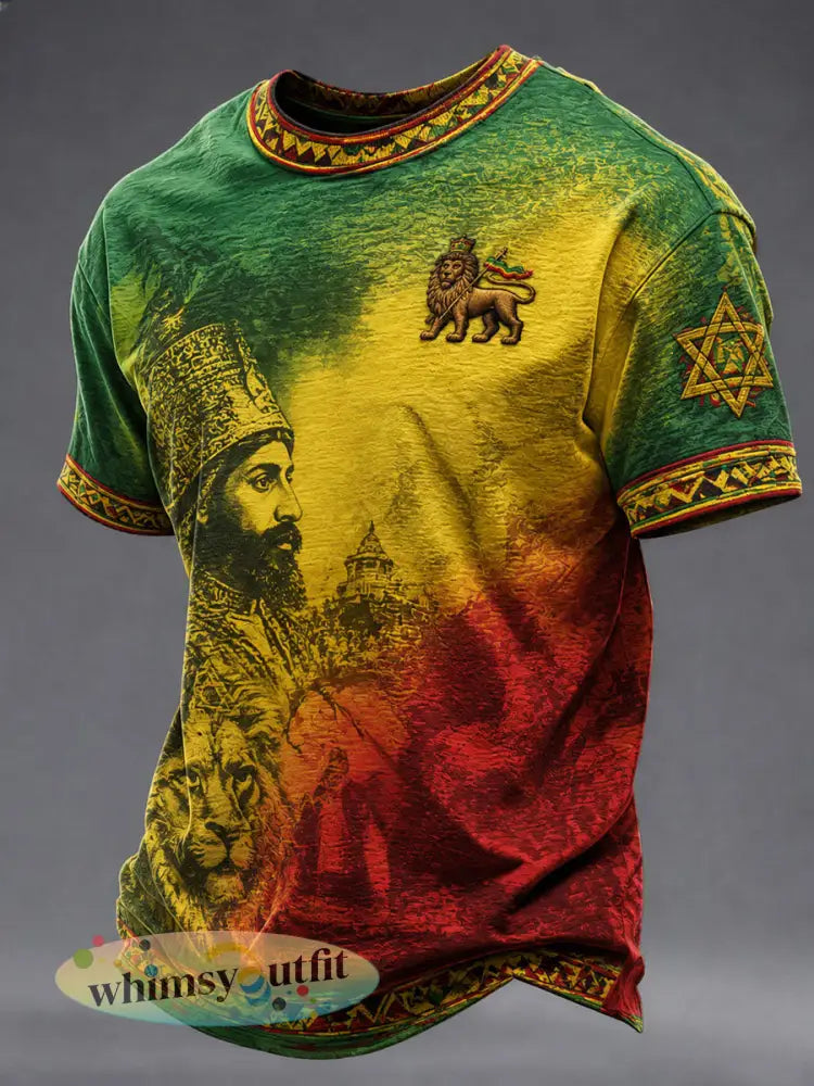 Casual t-shirt voor heren met reggaeprint - als foto / S