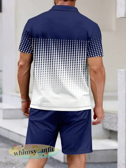 Casual tweedelige set voor heren met stippprint