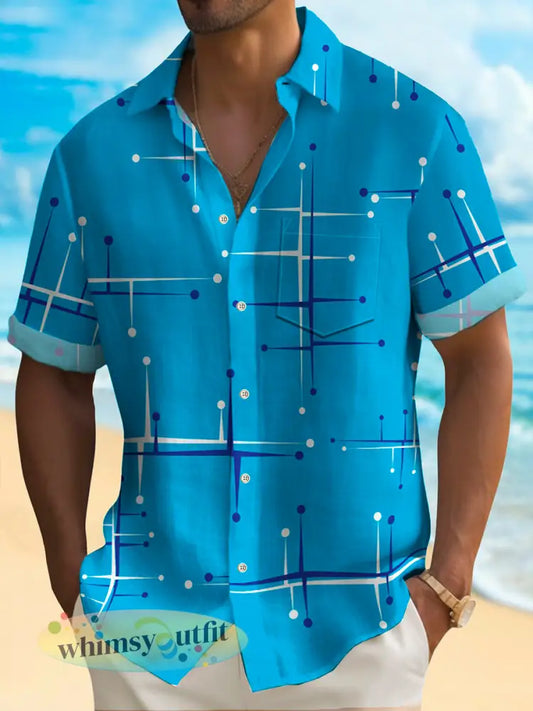 Casual vakantie-shirt met korte mouwen voor heren - Blauw / S
