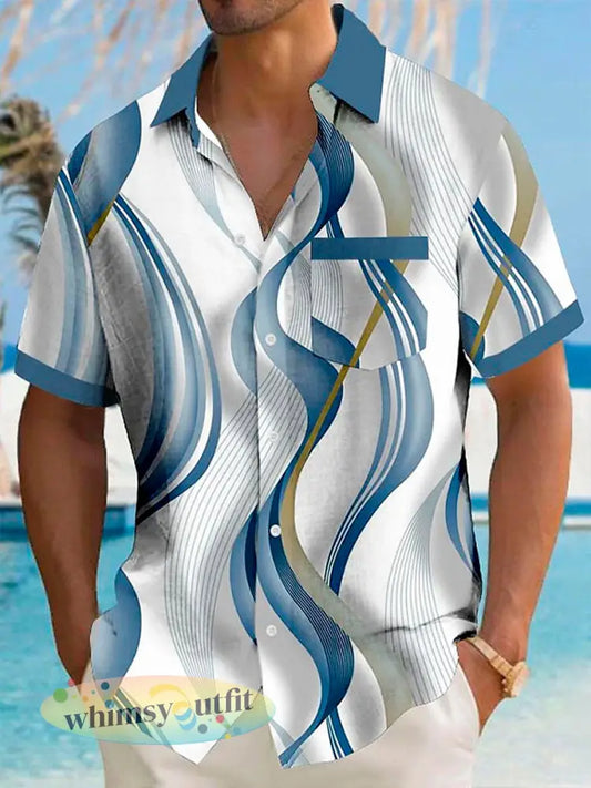 Casual vakantieoverhemd voor heren met korte mouwen - Blauw / S
