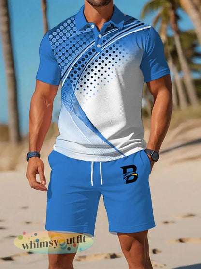 Casual zakelijk herenpak met korte mouwen - Blauw / S
