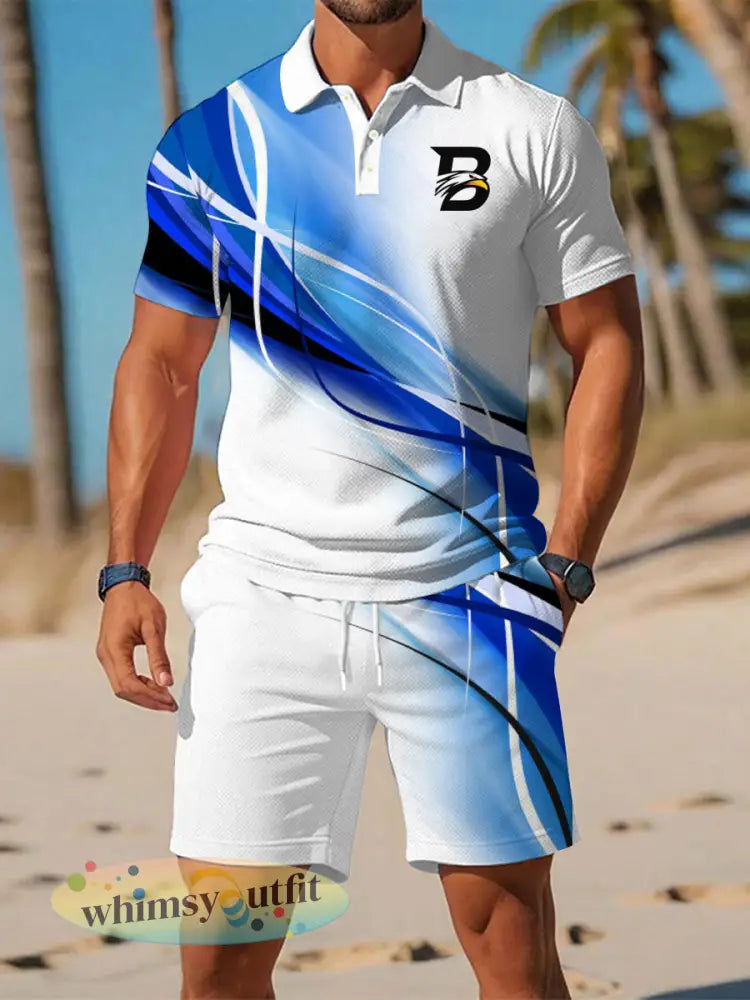 Casual zakelijk herenpak met korte mouwen - Blauw / S