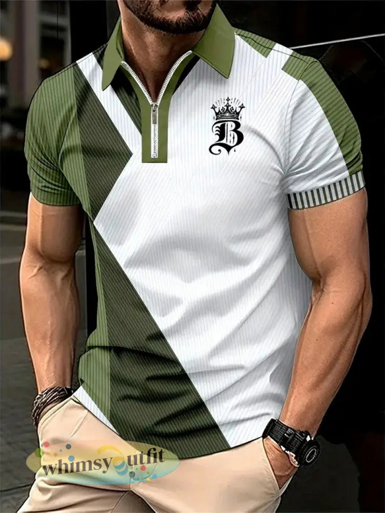 Casual zakelijk herenshirt met korte mouwen - Legergroen / S