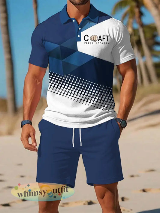 Casual zakelijk pak met korte mouwen voor heren - Marineblauw / S