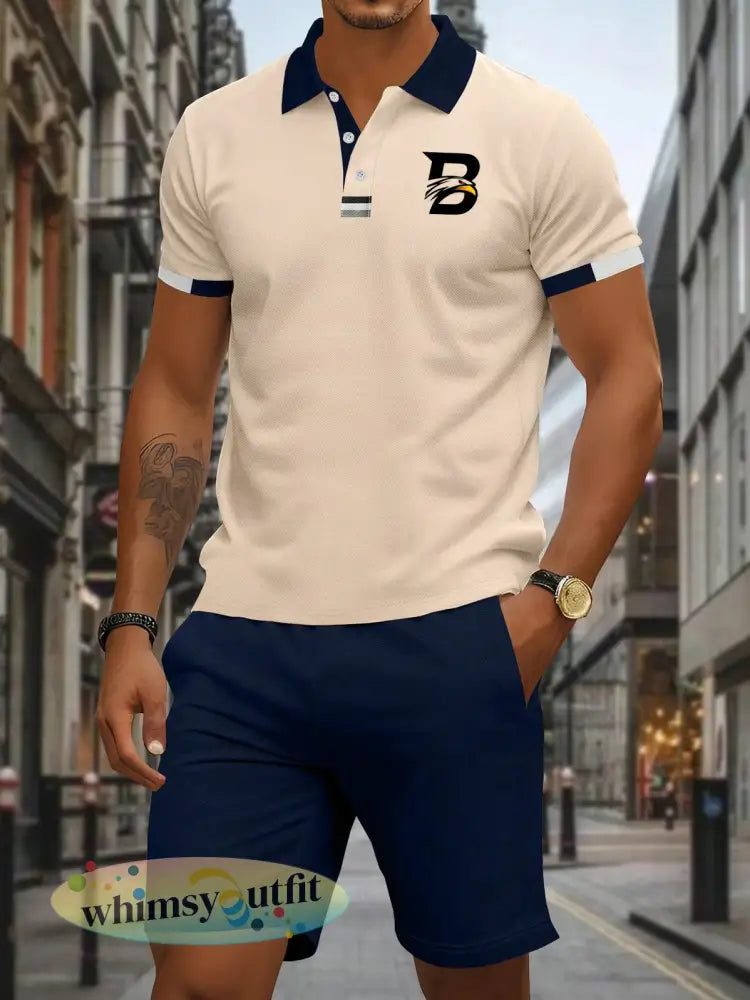 Casual zakelijke korte mouwen pak voor heren - Abrikoos / S