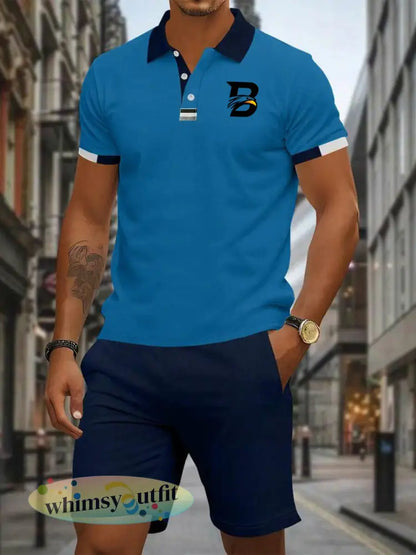 Casual zakelijke korte mouwen pak voor heren - Blauw / S