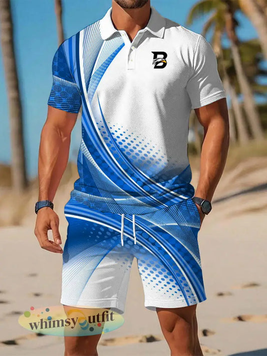 Casual zakelijke korte mouwen pak voor heren - Blauw / S