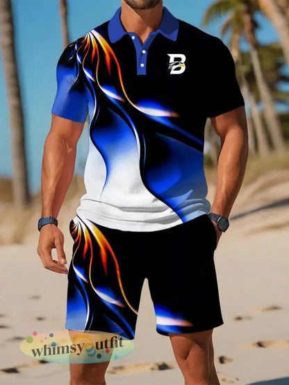 Casual zakelijke korte mouwen pak voor heren - Blauw / S