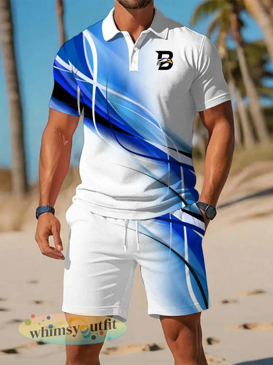 Casual zakelijke korte mouwen pak voor heren - Blauw / S