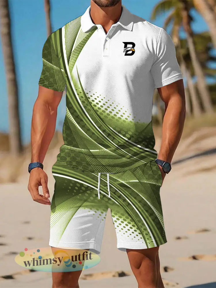 Casual zakelijke korte mouwen pak voor heren - Groen / S