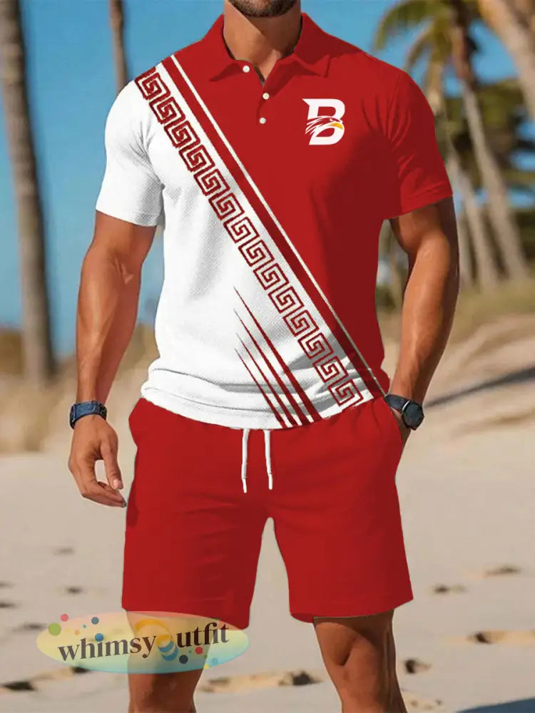 Casual zakelijke korte mouwen pak voor heren - Rood / S