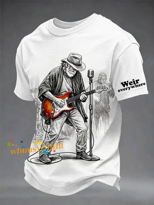 Commemorative Print T-Shirt Of Bob Weir Co-Founder And Guitarist Of The Band Grateful Dead (An American Rock Band) A / S