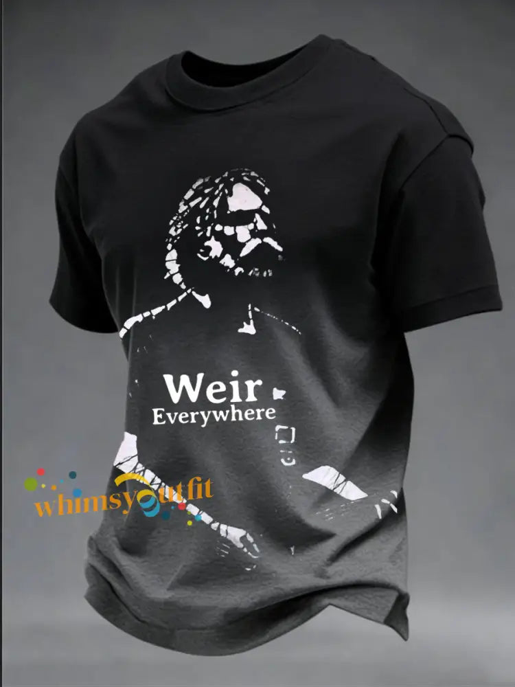 Commemorative Print T-Shirt Of Bob Weir Co-Founder And Guitarist Of The Band Grateful Dead (An American Rock Band) A / S