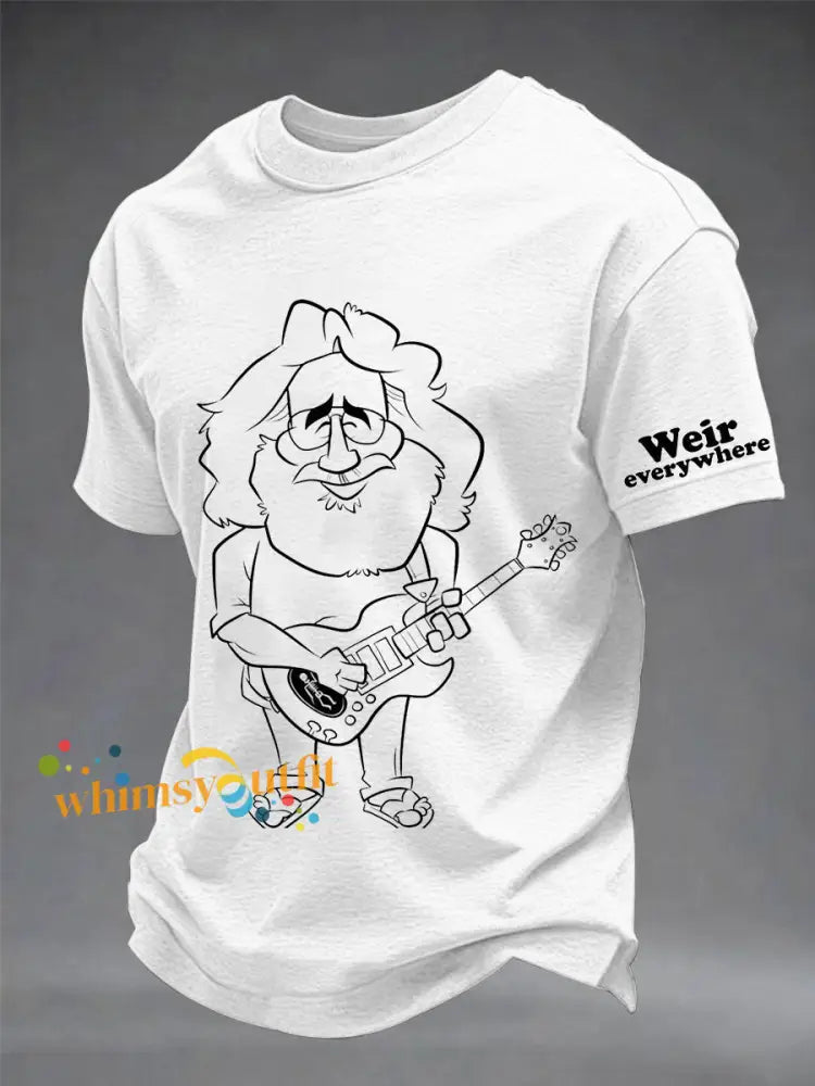 Commemorative Print T-Shirt Of Bob Weir Co-Founder And Guitarist Of The Band Grateful Dead (An American Rock Band) A / S