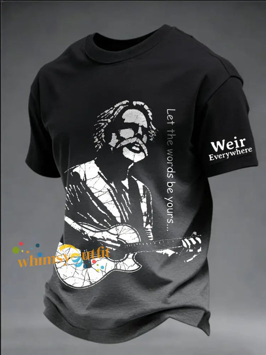 Commemorative Print T-Shirt Of Bob Weir Co-Founder And Guitarist Of The Band Grateful Dead (An American Rock Band) A / S