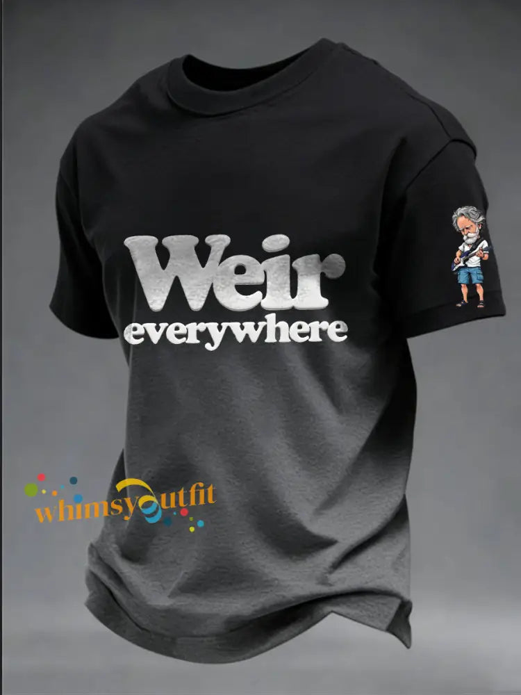 Commemorative Print T-Shirt Of Bob Weir Co-Founder And Guitarist Of The Band Grateful Dead (An American Rock Band) A / S