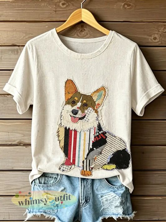 Corgi patroon T-shirt voor dames - als foto / S