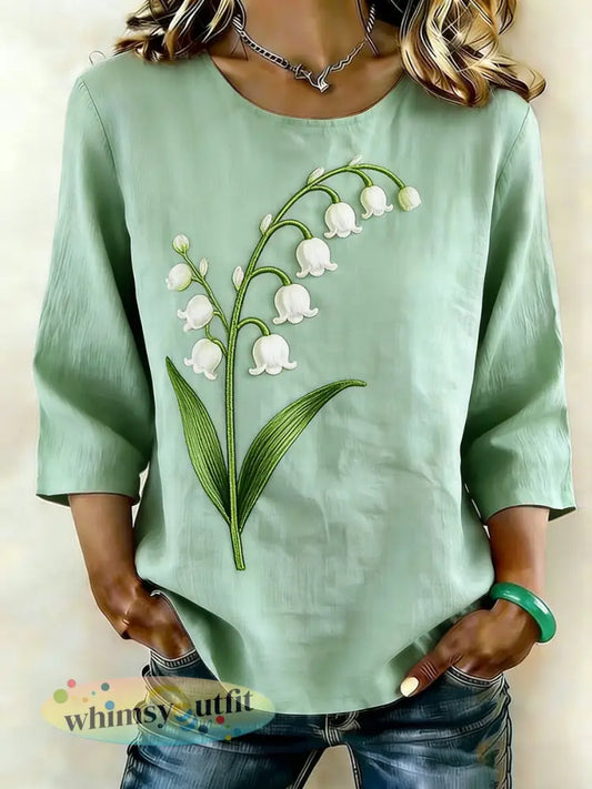 Dames bloemenkunstlinnen shirt - als foto / S