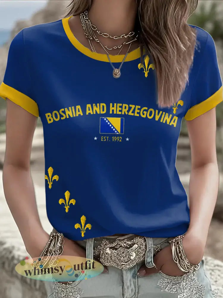 Dames Bosnië ZMAJEVI voetballover bedrukt t-shirt - Blauw / S