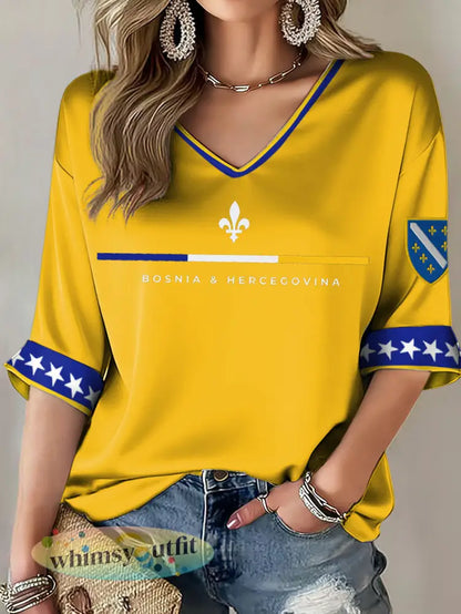 Dames Bosnië ZMAJEVI voetballover bedrukt t-shirt - Geel / S