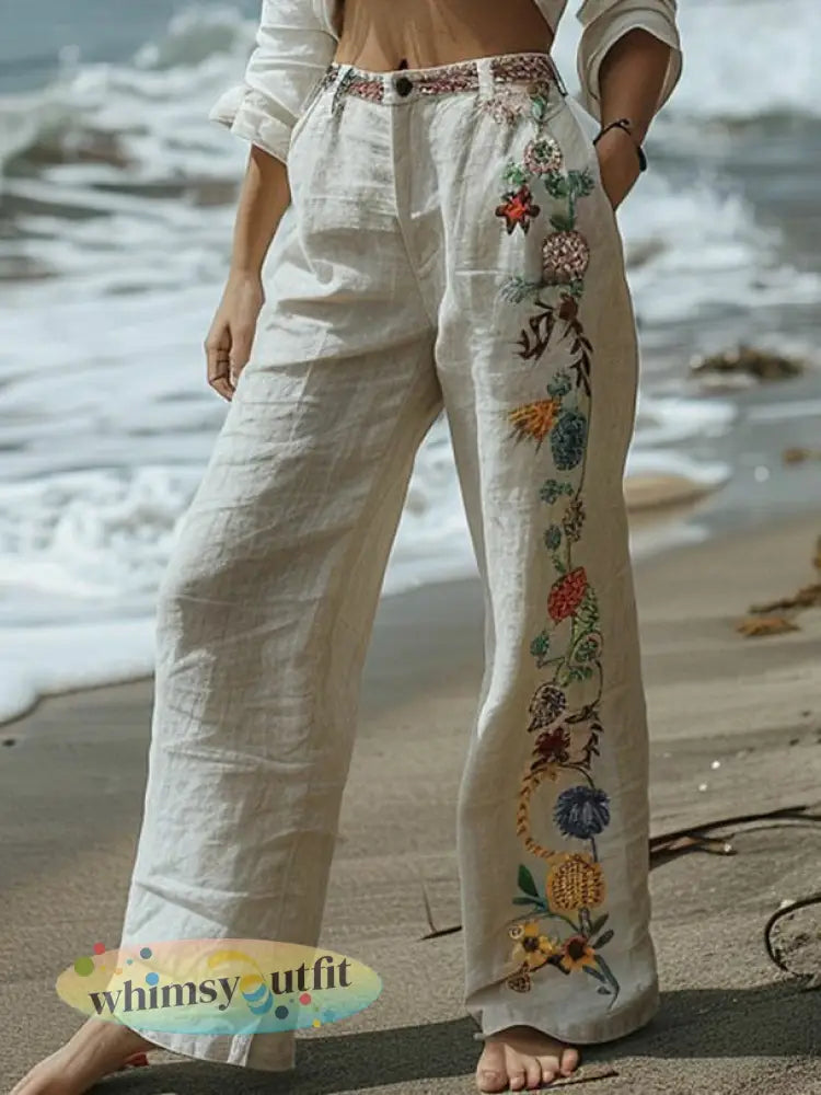 Dames casual dagelijkse straight broek met knoopsluiting - als foto / S