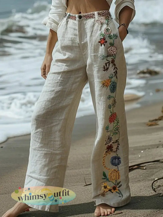Dames casual dagelijkse straight broek met knoopsluiting - als foto / S
