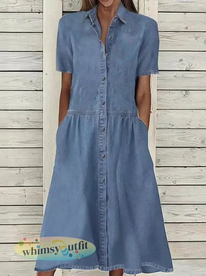 Dames casual elegante spijkerjurk met korte mouwen