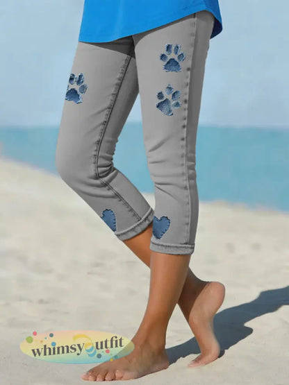 Dames denim pootleggings - Donkergrijs / S