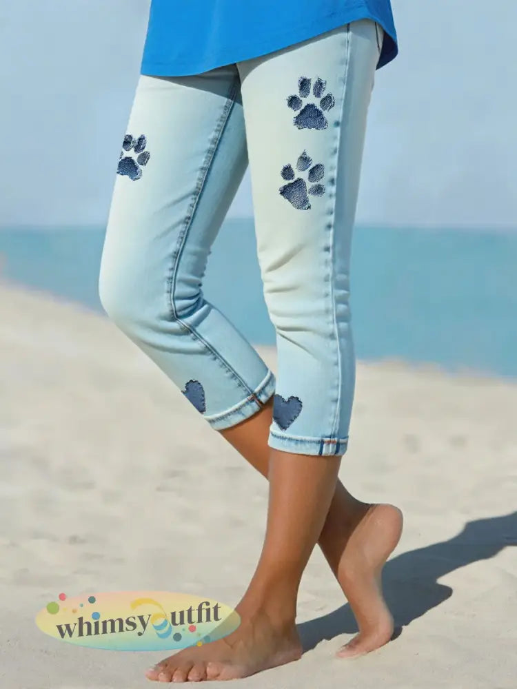 Dames denim pootleggings - Hemelsblauw / S