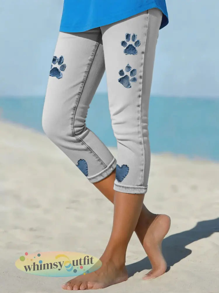 Dames denim pootleggings - Lichtgrijs / S