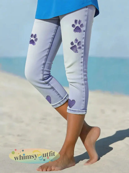 Dames denim pootleggings - Lichtpaars / S