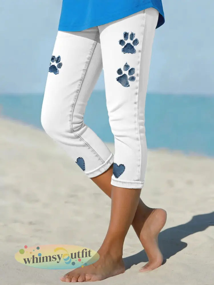 Dames denim pootleggings - Wit / S