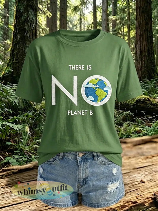 Dames Er is geen planeet B T-shirt met korte mouwen - Groen / S