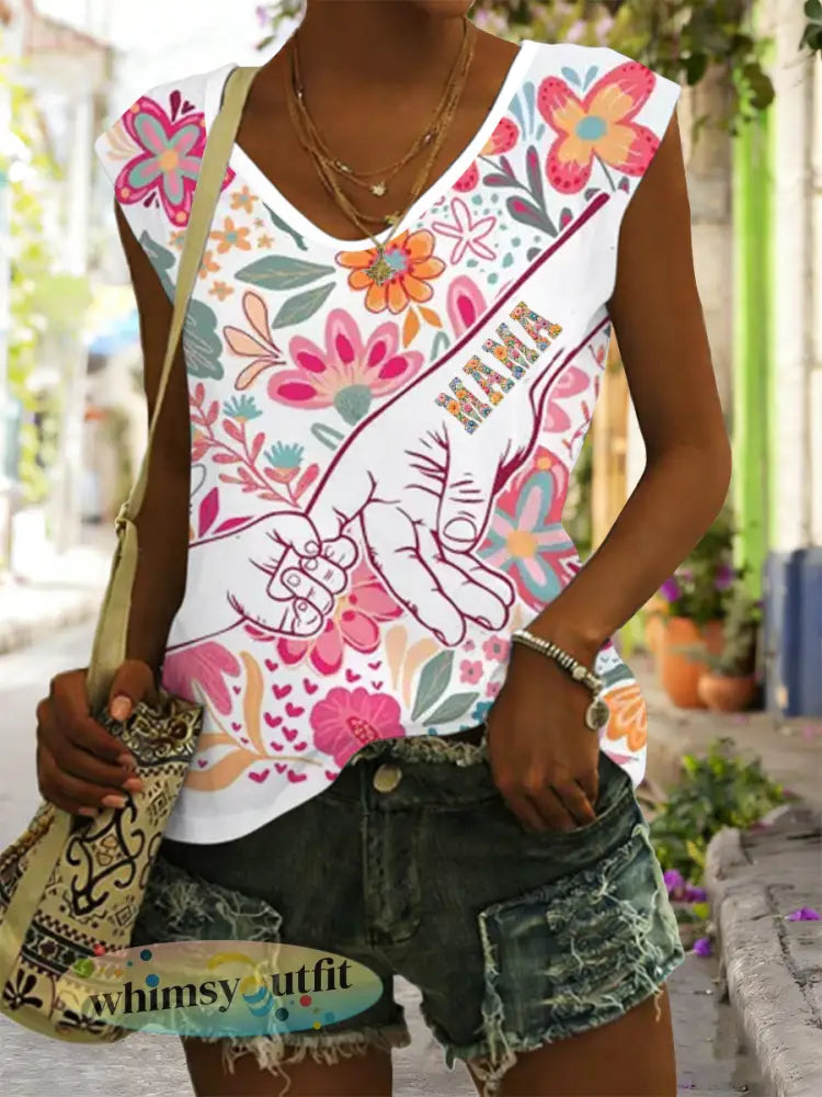 Dames Happy Moederdag gekleurd katoen T-shirt - als foto / S