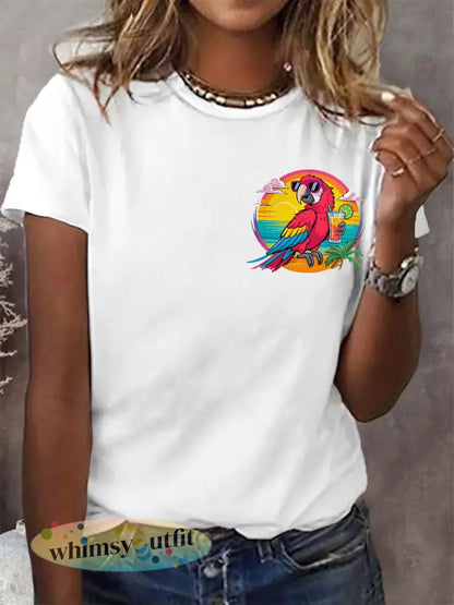 Dames Ik ben met pensioen Het is 5 uur overal Parrot Print Casual T-shirt